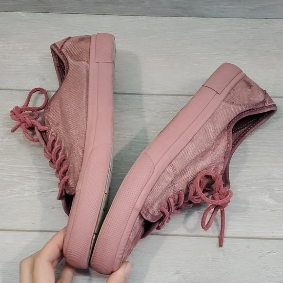Frye Womens Pink Gia Canvas Lace Up Sneakers shoes sz 9M